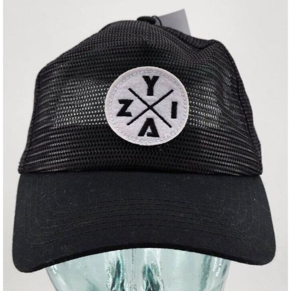 New With Tags ZYIA Active Black Mesh Snapback Trucker Hat Cap Unisex One Size